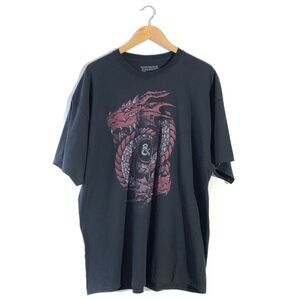 Men’s Plus Dungeons & Dragons D&D Black Short Sleeve Tee Shirt Top 2XL
